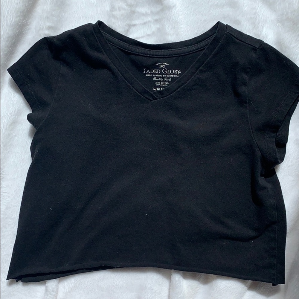 raw hem cropped black t shirt